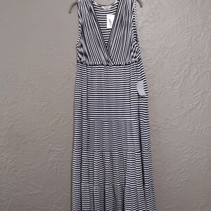 New Max Studio Blue and White Sleeveless Plunge Sundress Size 3XL